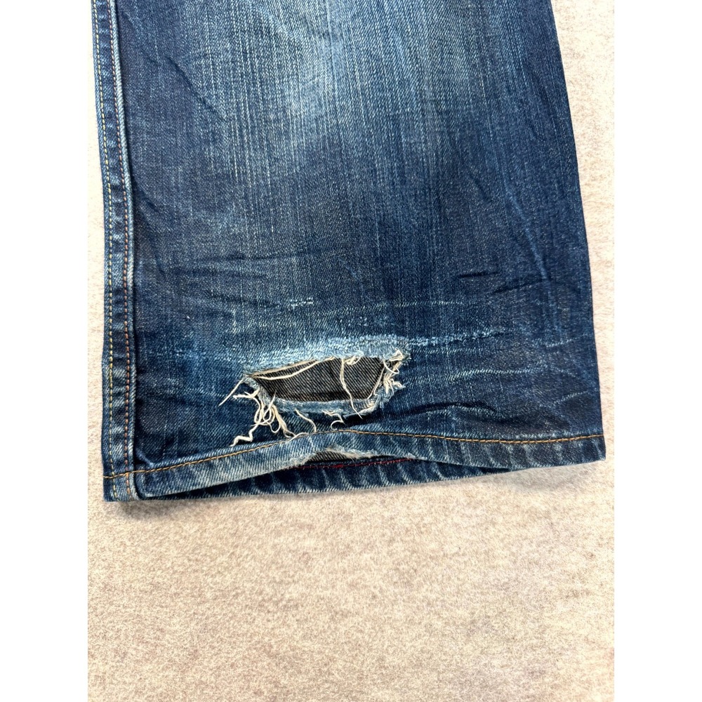 Levis 501 Jeans Mens 36x32 Blue Whiskered Denim Straight Leg Dark Wash Logo - Picture 5 of 15